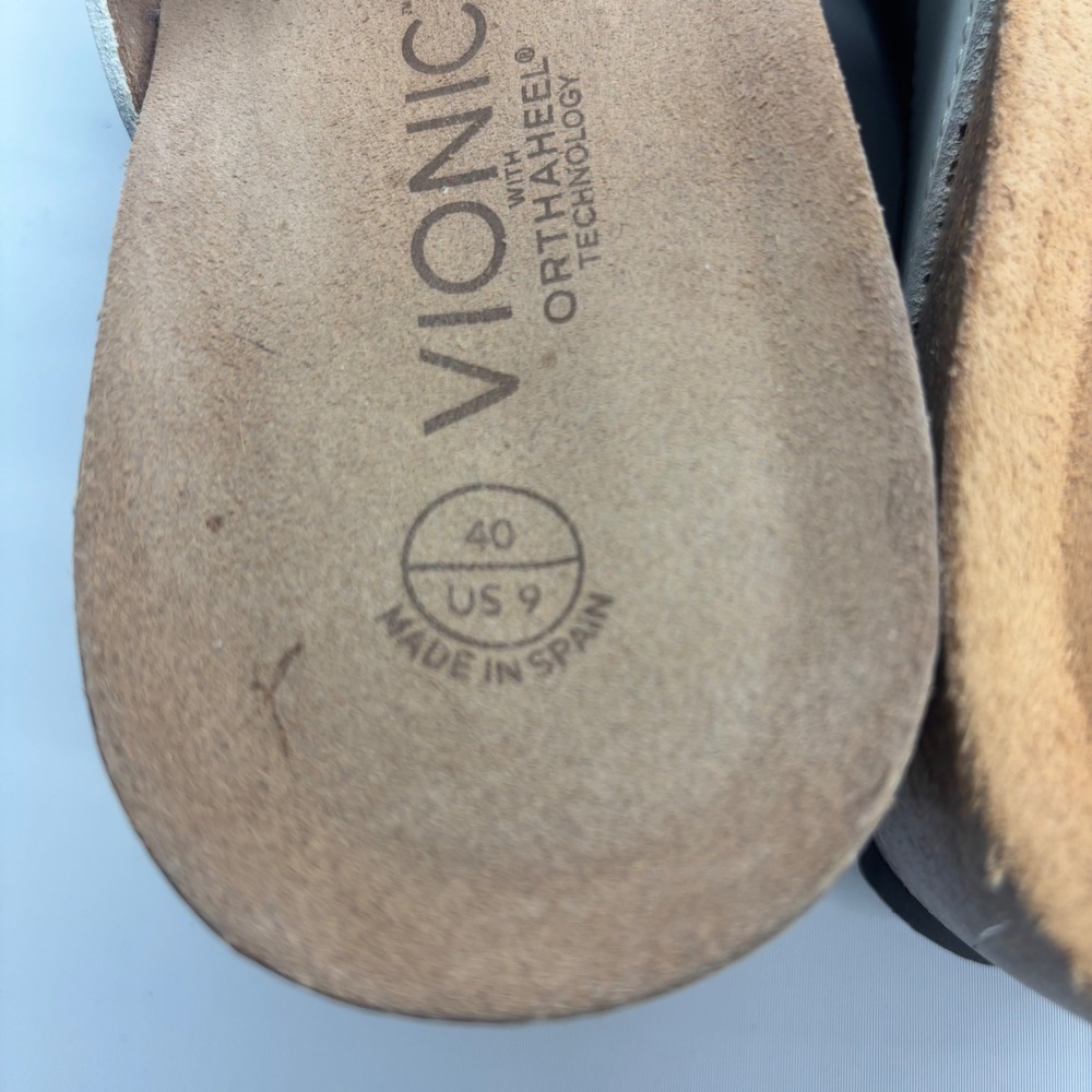 Vionic White Crossband Wedge Sandals with Gold Buckle - Picture 6 of 9
